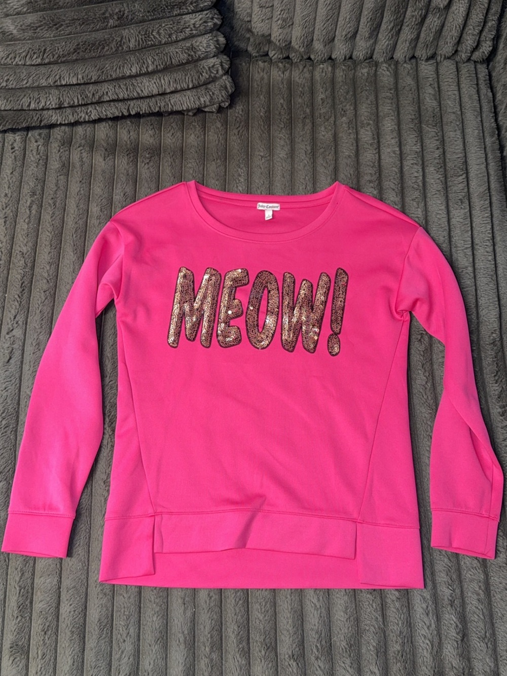Juicy Couture Hot Pink Sequin MEOW Scuba Sweatshirt Small